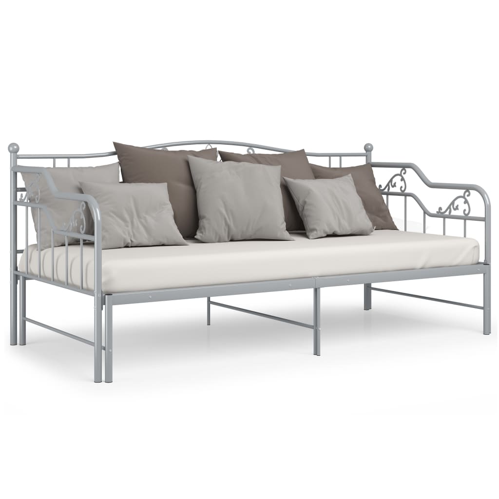 Ausziehsofa Bettgestell Schwarz Metall 90x200 cm