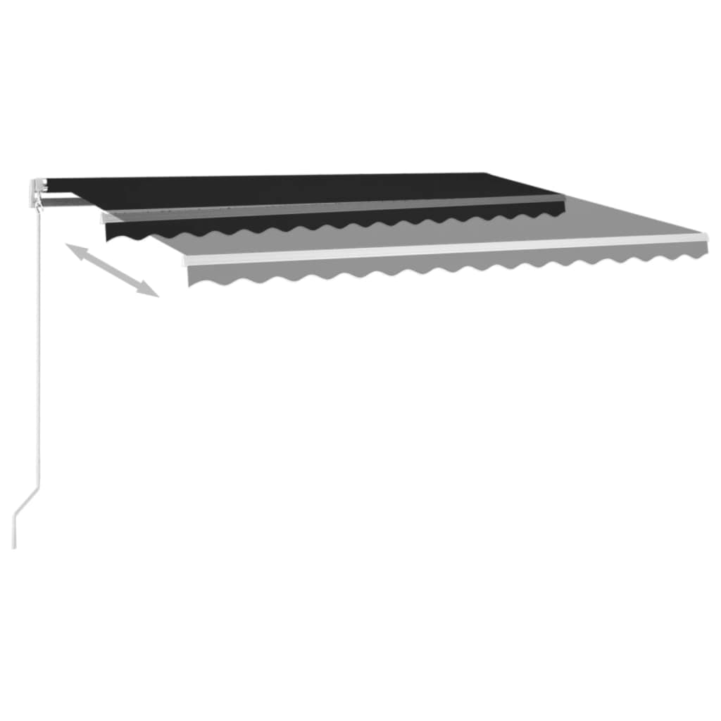 Markise Manuell Einziehbar mit LED 300x250 cm Blau und Weiß
