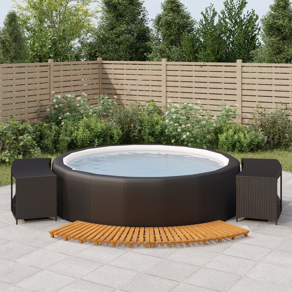 Whirlpool-Umrandung Grau Poly Rattan und Massivholz Akazie