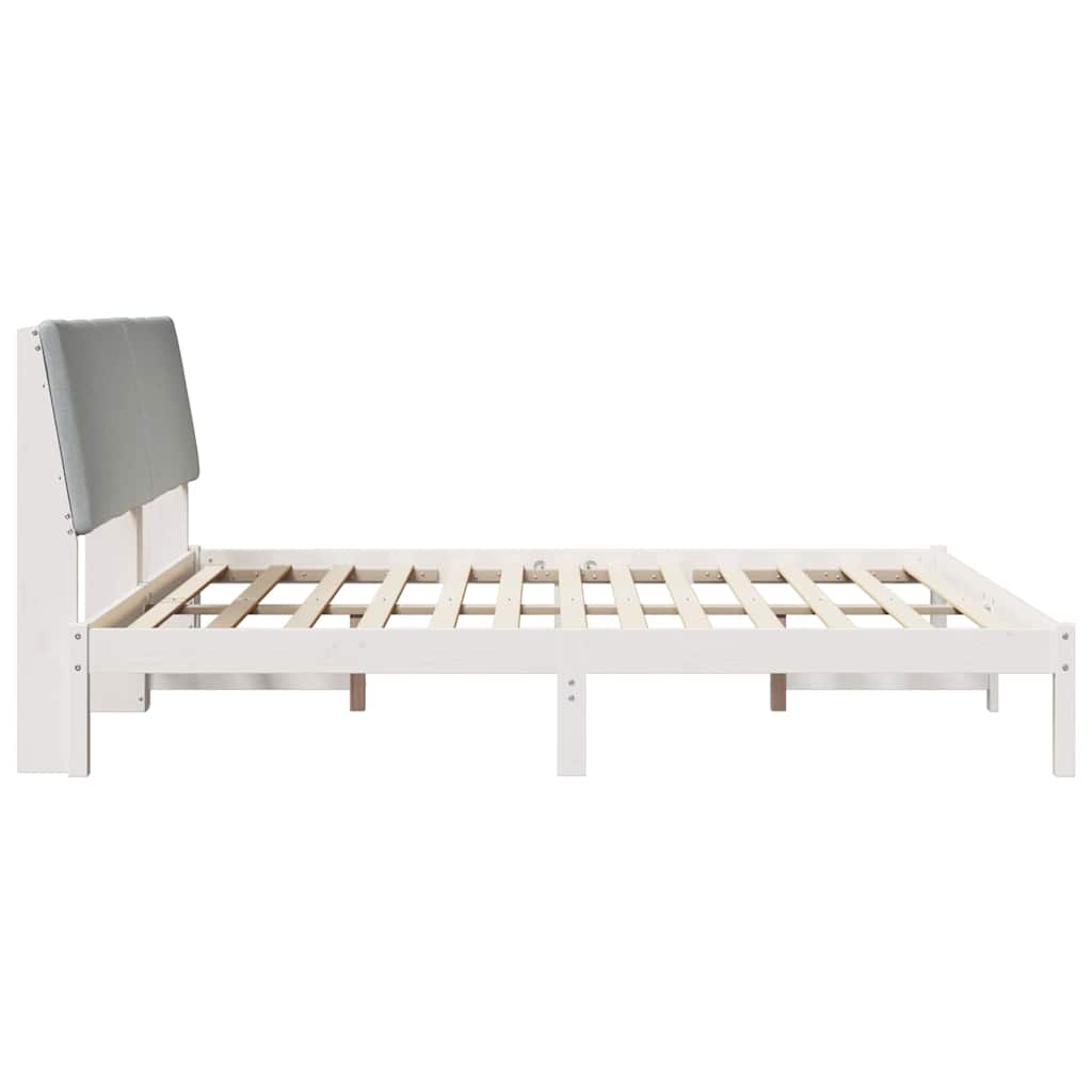 Bettgestell Braun und hellgrau 200 x 200 cm Massivholz Kiefer