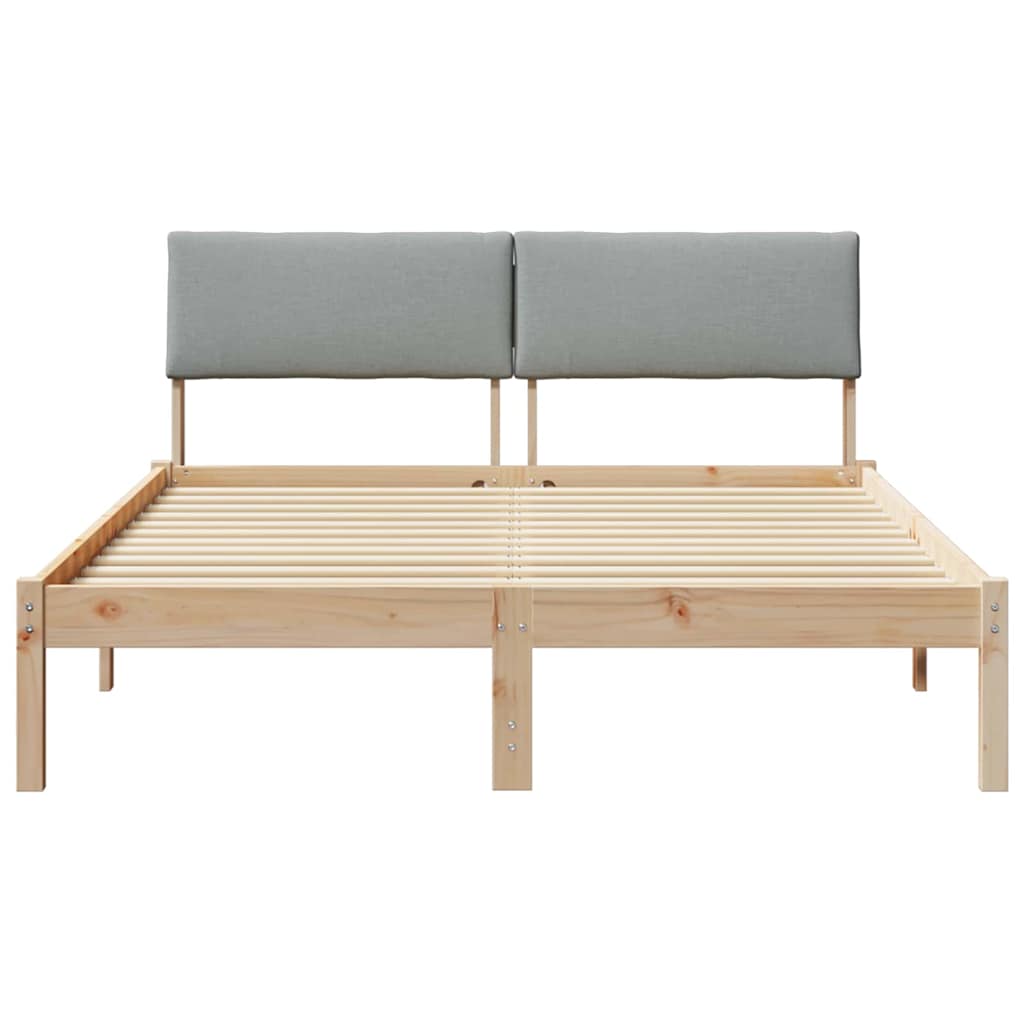 Bettgestell Braun und hellgrau 200 x 200 cm Massivholz Kiefer