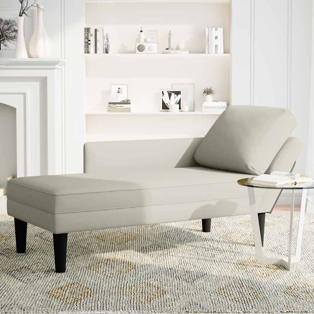 Chaiselongue mit Kissen und Rechter Armlehne Blau Samt