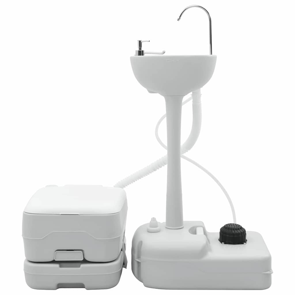 Camping Toiletten-Set 2 pcs Grau und Weiß