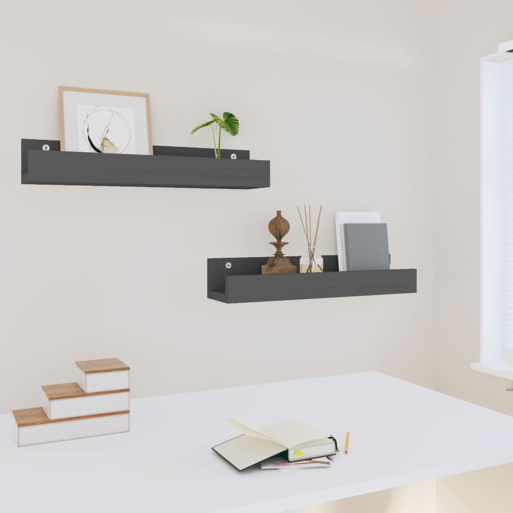 Wandregale 2 Stk. 50x12x9 cm Massivholz Kiefer