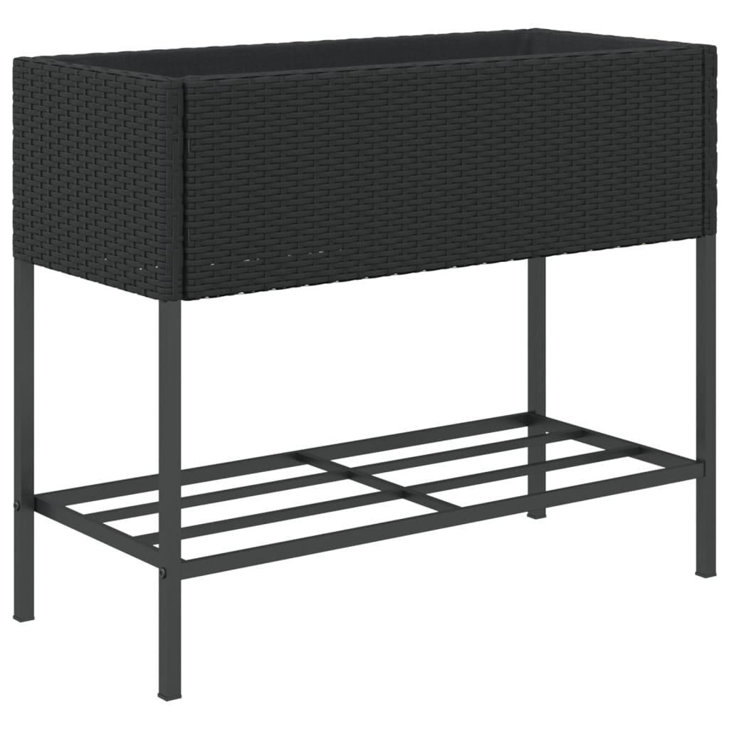 Hochbeete mit Ablage 2 Stk. Schwarz 70x28x70 cm Poly Rattan