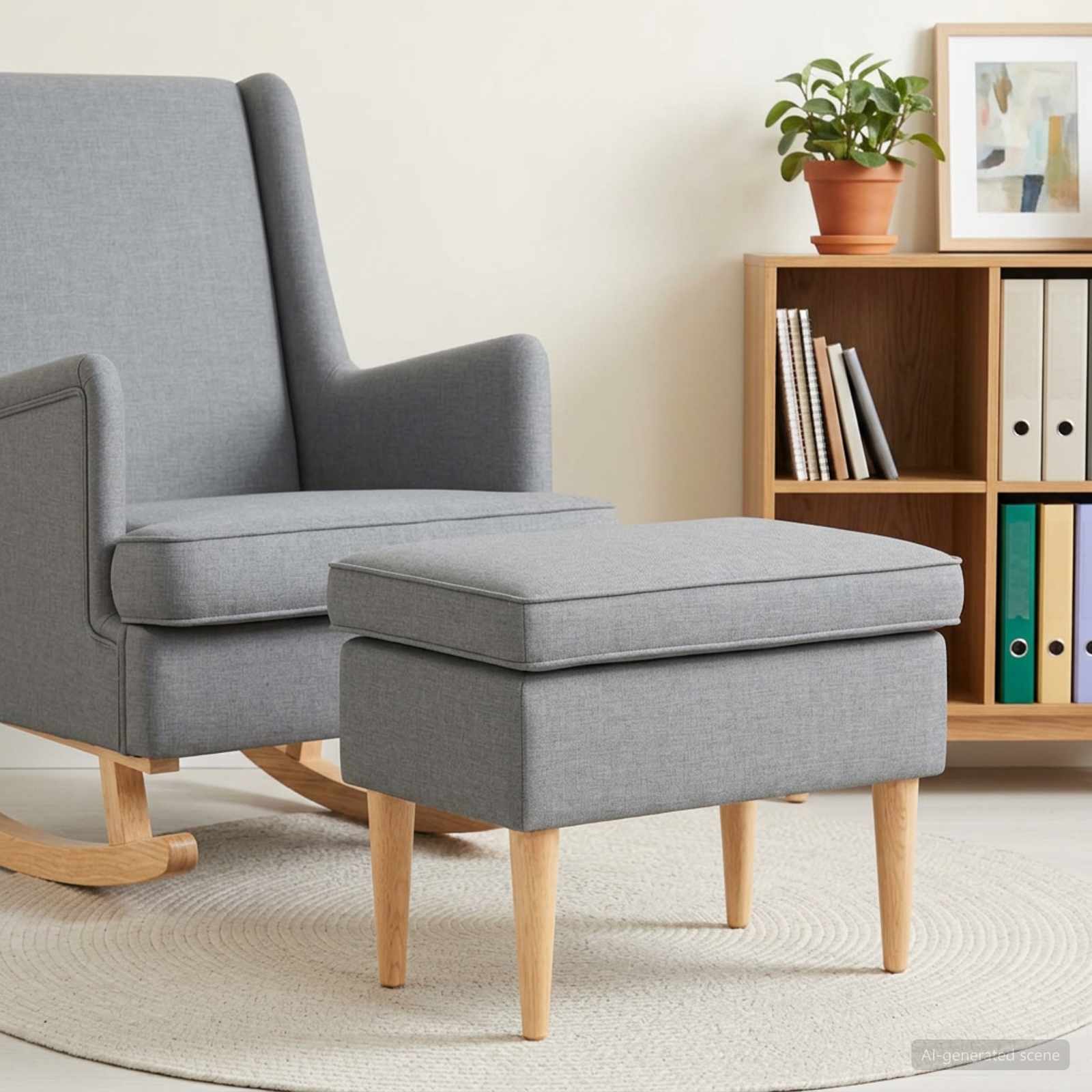 Hocker Hellgrau 55 x 35 x 41 cm Stoff