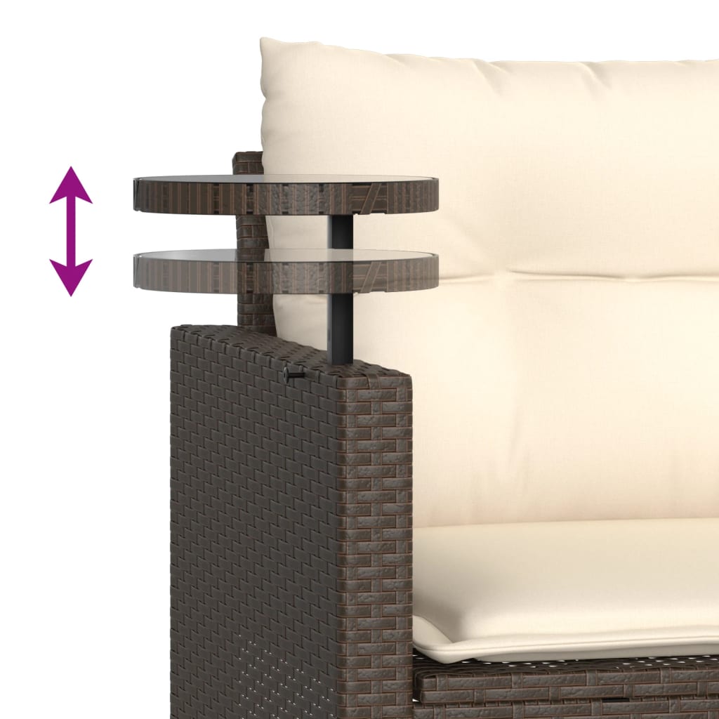 3-tlg. Garten-Sofagarnitur mit Kissen Schwarz Poly Rattan