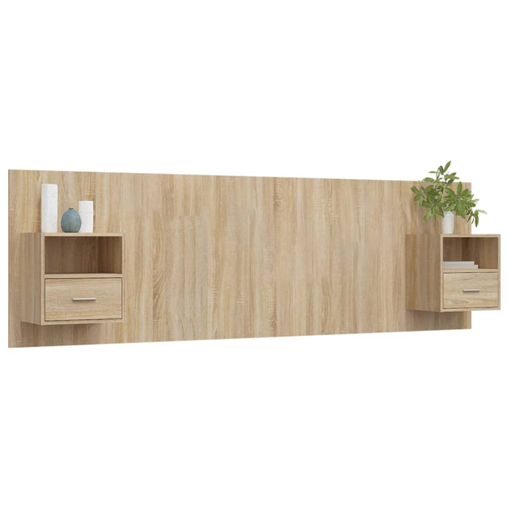Kopfteil mit Nachttischen Weiß Holzwerkstoff