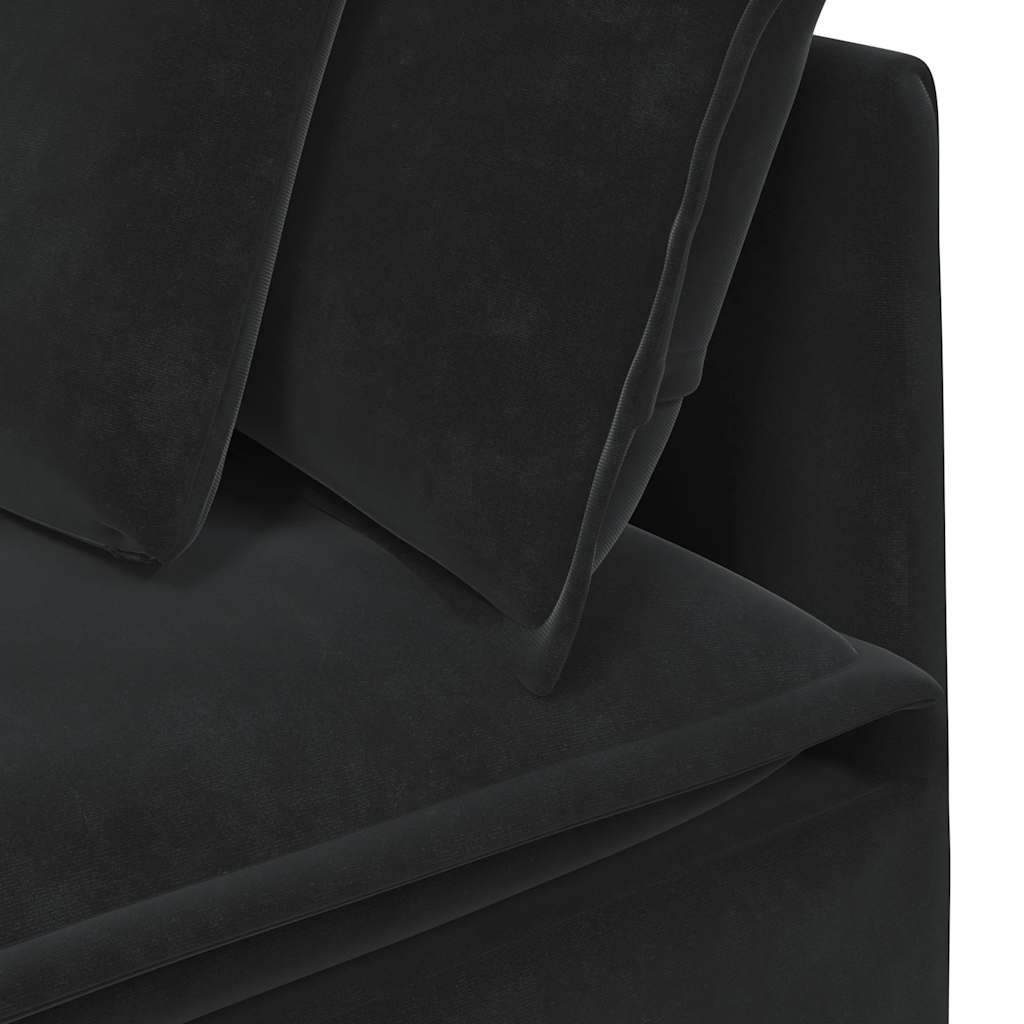 Modulares Sofa mit Fußhocker Kissen Samt Blau