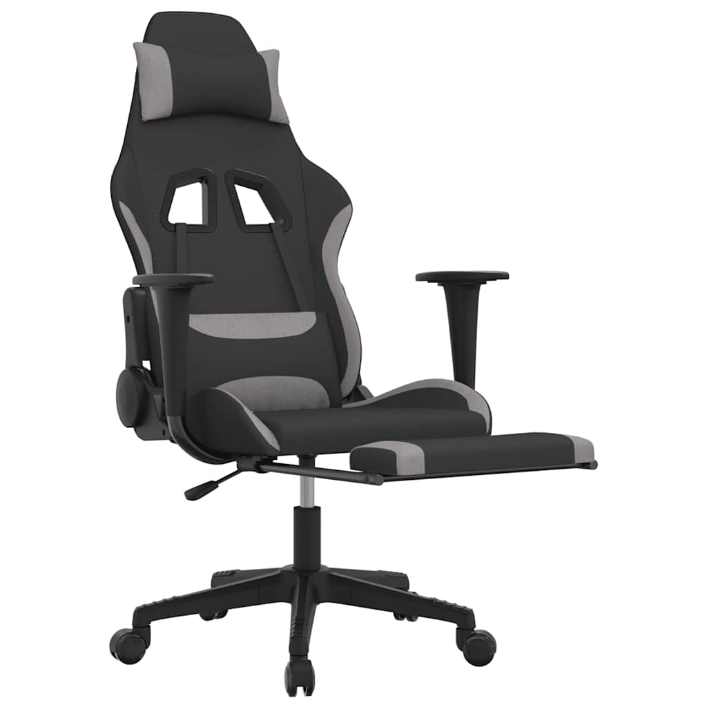 Gaming-Stuhl mit Massagefunktion Schwarz und Creme Stoff