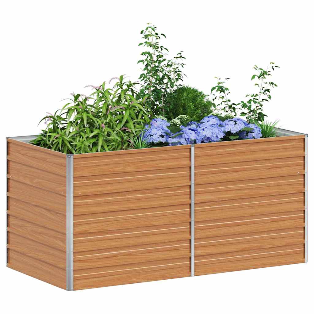 Hochbeet Hellbraun 100 x 100 x 77 cm Verzinkter Stahl