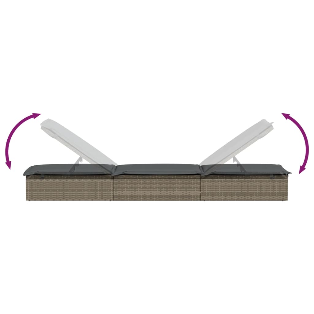 Sonnenliege 1 Stk. mit Tisch Schwarz Poly Rattan
