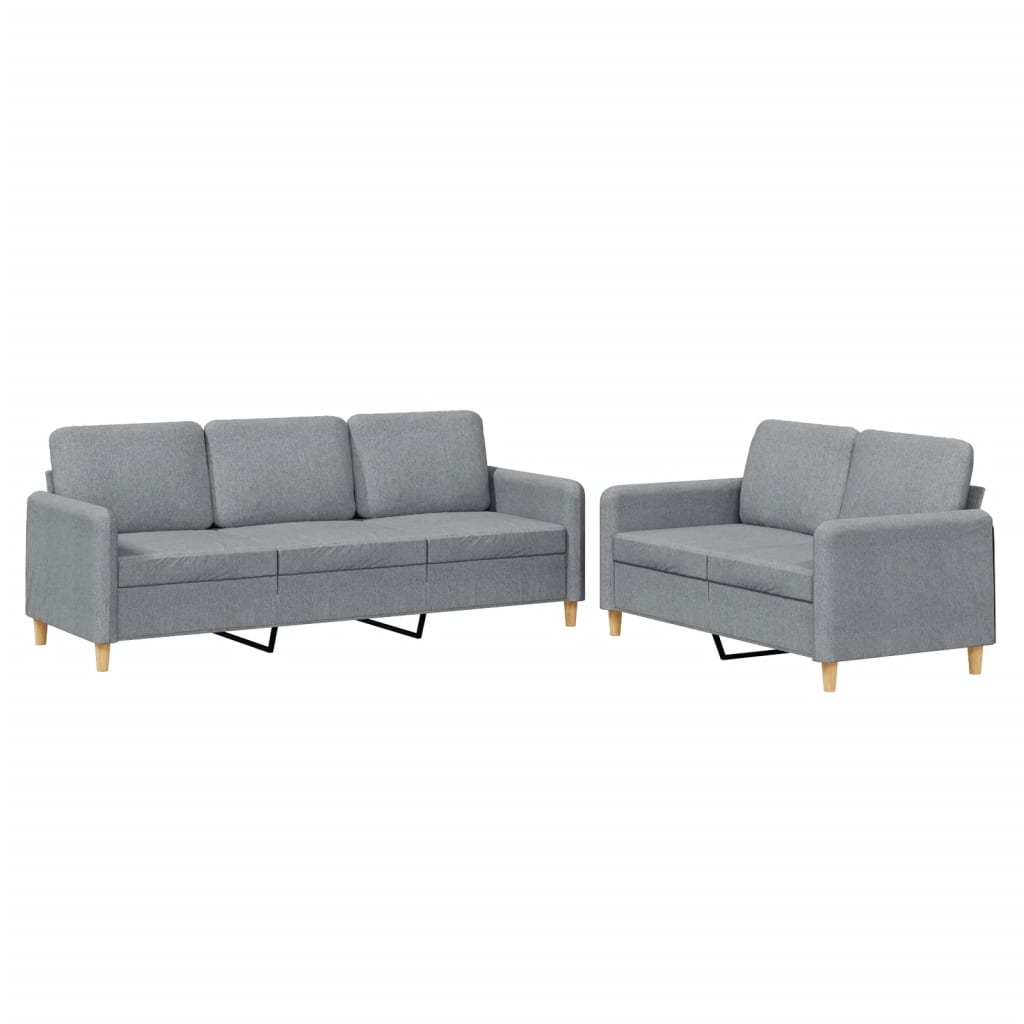 3-tlg. Sofagarnitur mit Kissen Braun Stoff