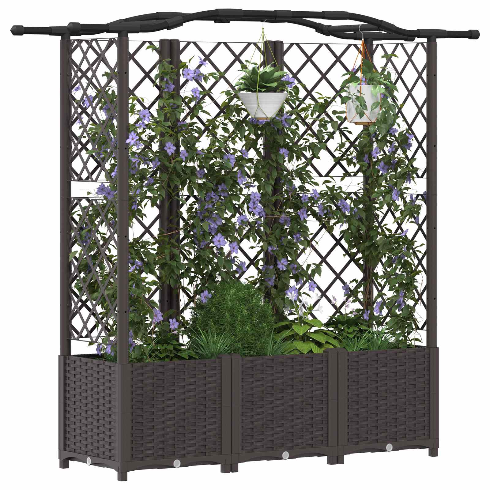 Hochbeet mit Rankgitter und Dach Braun 124 x 40 x 123 cm PP