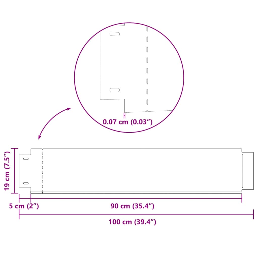 Flexible Rasenkante 5-er Set Verzinkter Stahl 100x14 cm