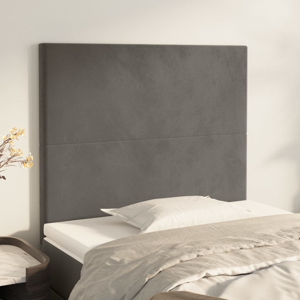 Kopfteil Hellgrau 80x5x118/128 cm Samt