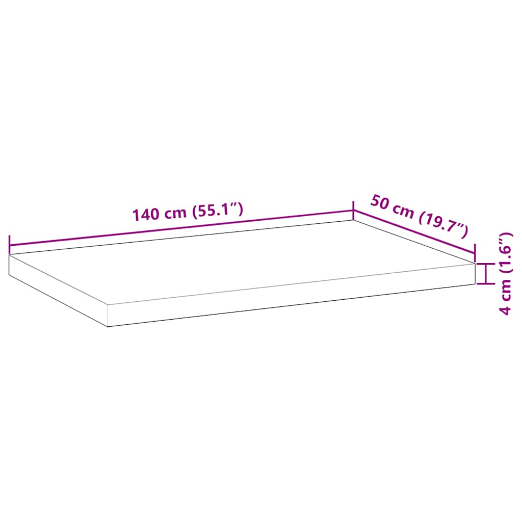 Schreibtischplatte Unbehandelt 60x50x2 cm Massivholz Akazie