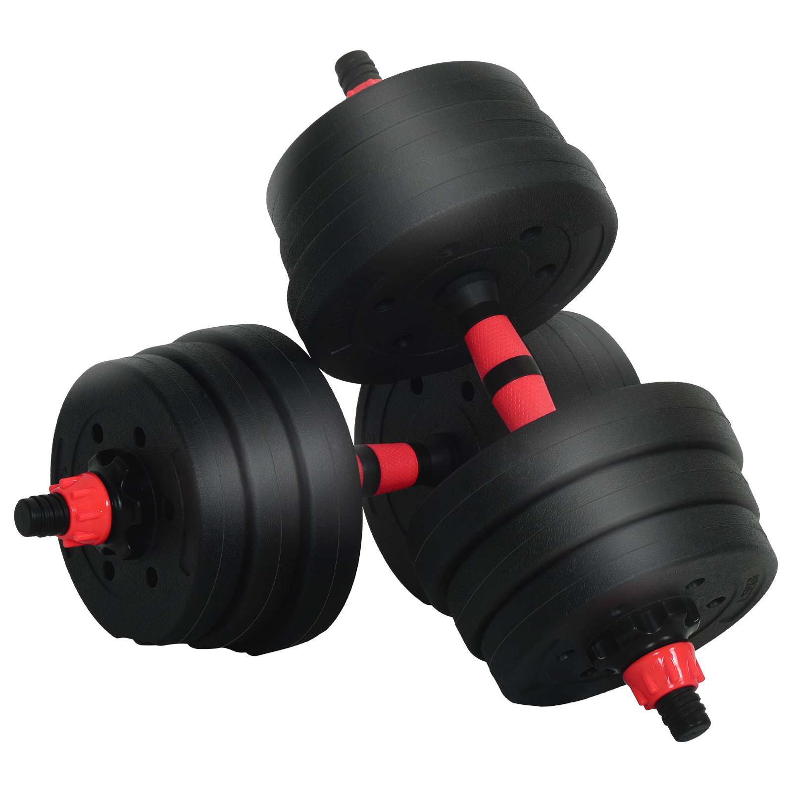 2-in-1 Hantelset 40kg Schwarz und Rot Zement und Eisensand