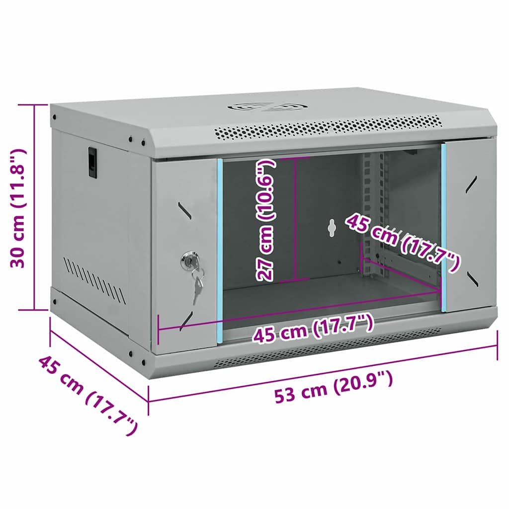 Netzwerkschrank mit Speicher Grau 60 x 45 x 28 cm Stahl