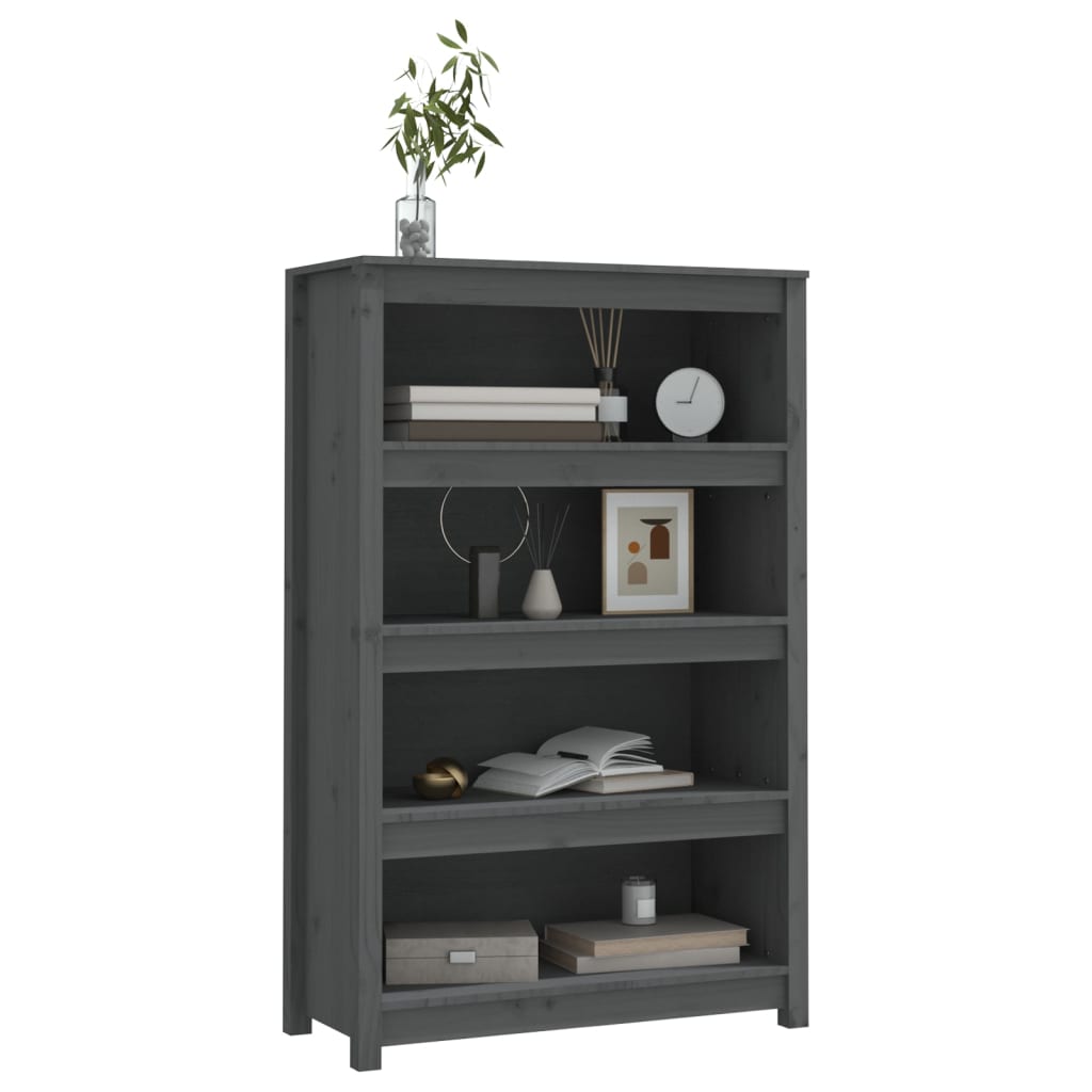Bücherregal Grau 80x35x68 cm Massivholz Kiefer