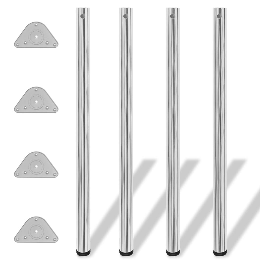 4x höhenverstellbares Tischbein Chrom 710 mm