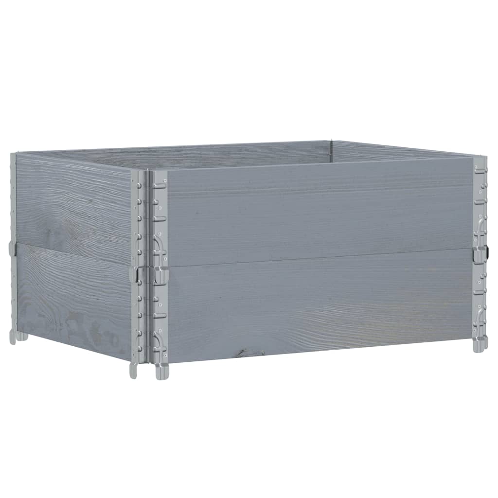 Paletten-Aufsatzrahmen Schwarz 80x60 cm Massivholz Kiefer