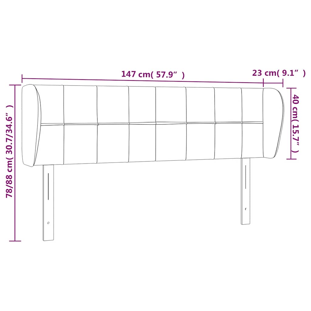 Kopfteil mit Ohren Dunkelblau 93x23x78/88 cm Samt