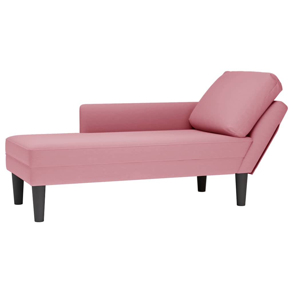 Chaiselongue mit Kissen und Rechter Armlehne Blau Samt