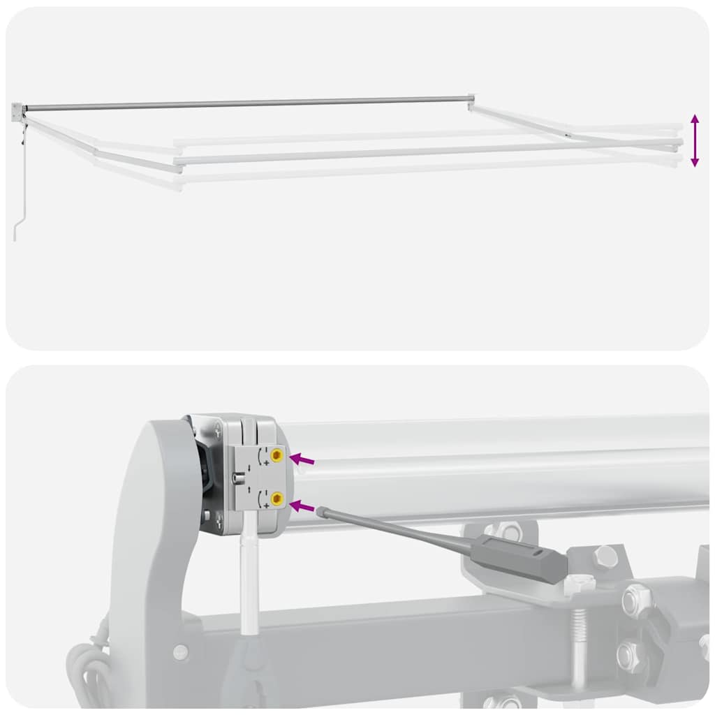Markise Manuell Einziehbar mit LED 300x250 cm Blau und Weiß