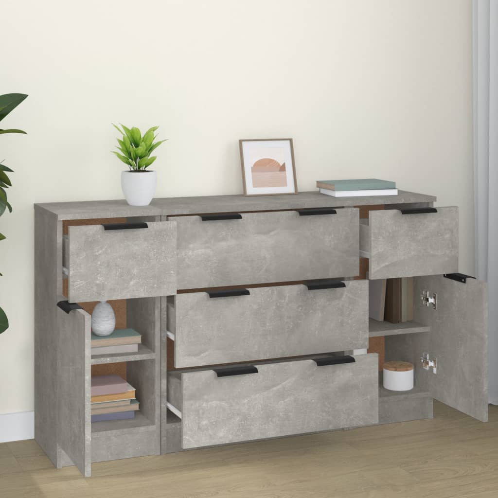3-tlg. Sideboard-Set Weiß Holzwerkstoff