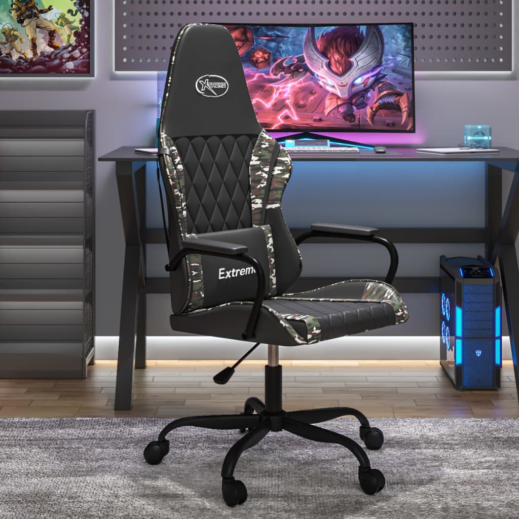 Gaming-Stuhl mit Massagefunktion Schwarz und Blau Kunstleder