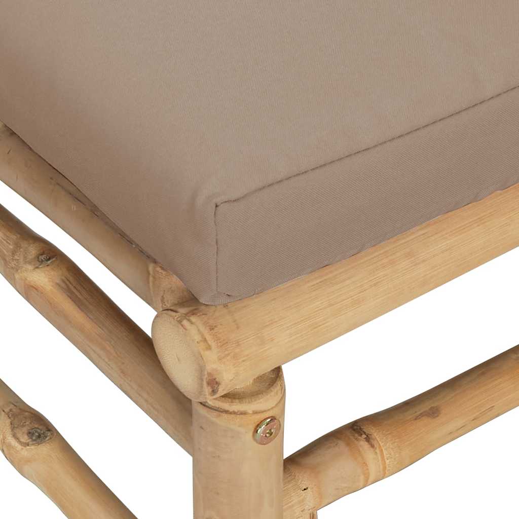 3-tlg. Garten-Lounge-Set mit Hellgrauen Kissen Bambus