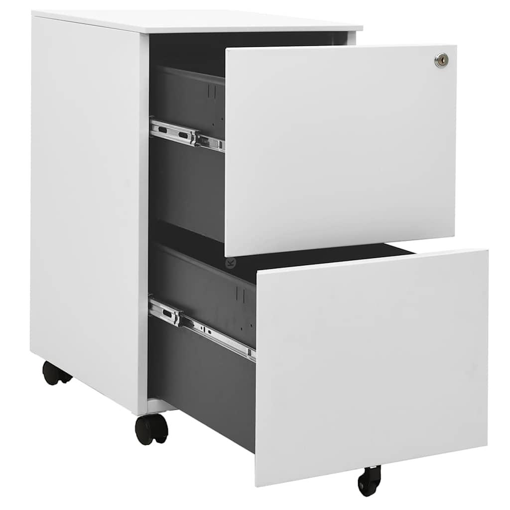 Aktenschrank mit Rollen Weiß 39x45x67 cm Stahl
