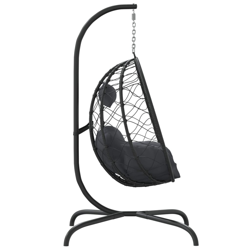 Hängesessel mit Kissen Taupe Poly Rattan & Stahl