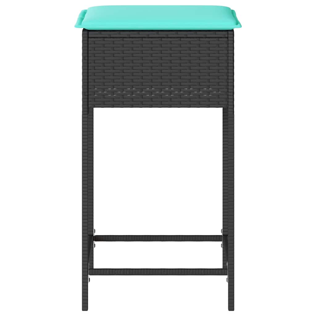 Garten-Barhocker mit Kissen 2 Stk. Grau Poly Rattan