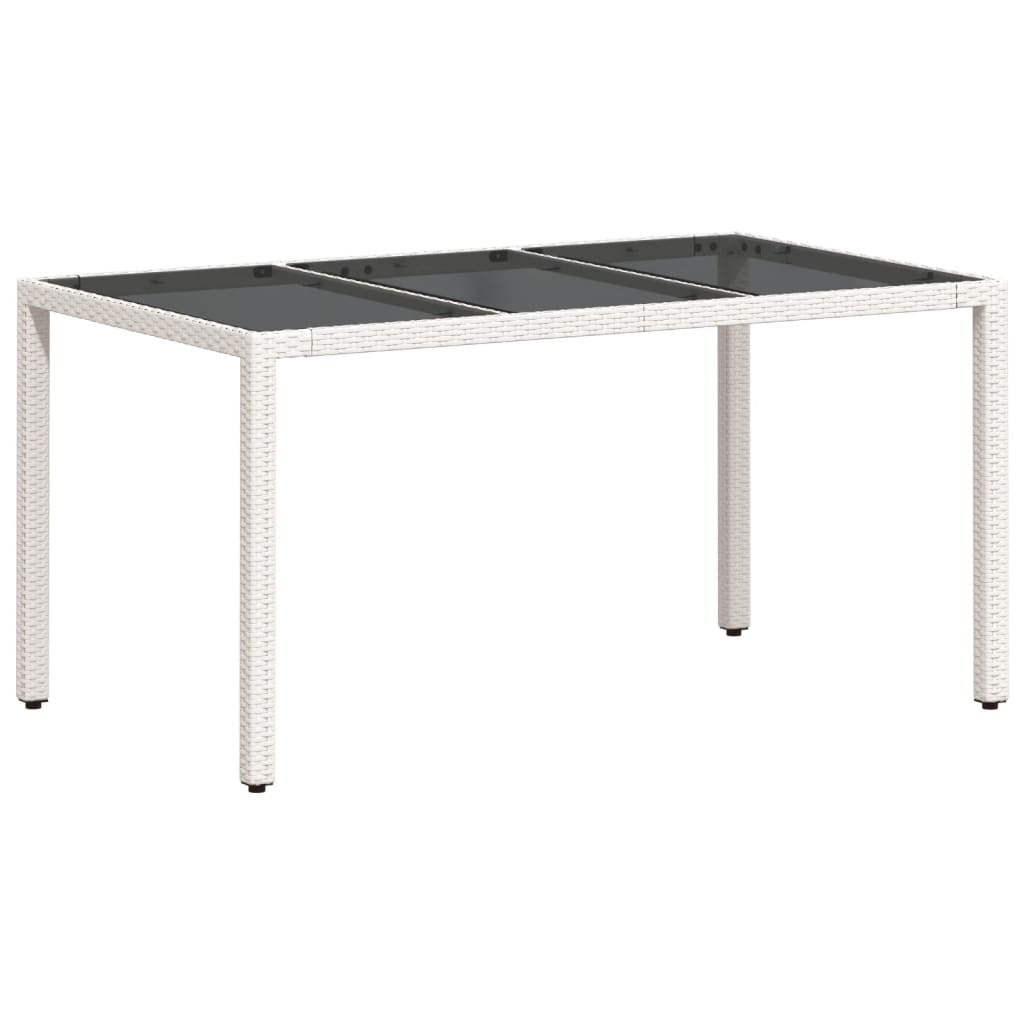 Gartentisch 150x90x75 cm Hartglas und Poly Rattan Schwarz