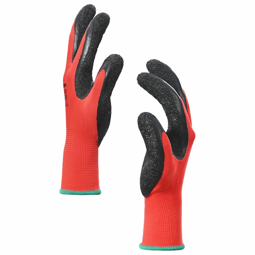 Arbeitshandschuhe 12 pcs Rot und Schwarz 7 / S Latexbeschichtung