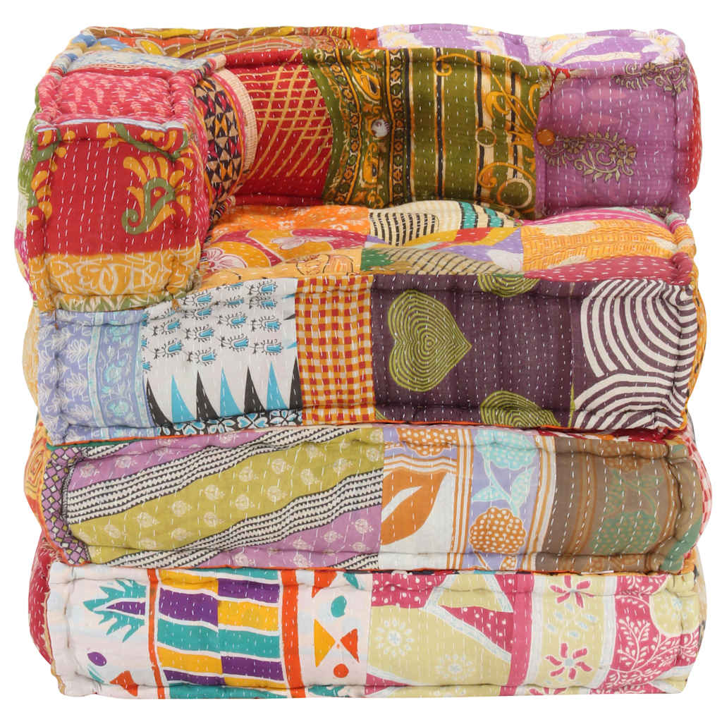 2-Sitzer Modularer Pouf Patchwork Stoff