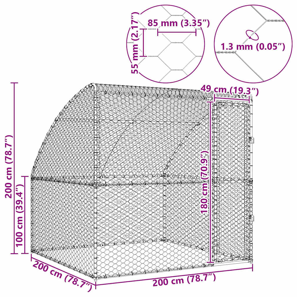 Hundekäfig 2 pcs Silber 4 x 2 x 2 m Verzinkter Stahl