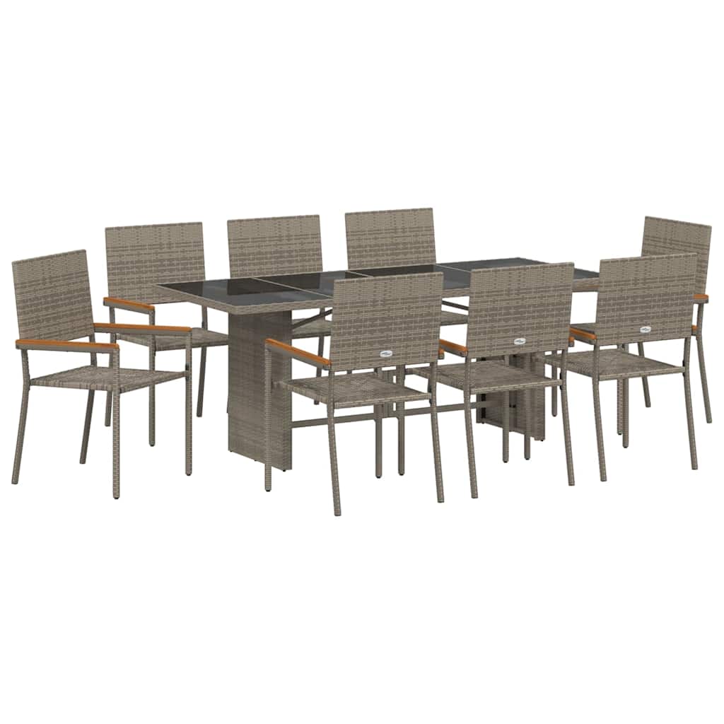 Garten Essgruppe 7 pcs Schwarz Poly-Rattan