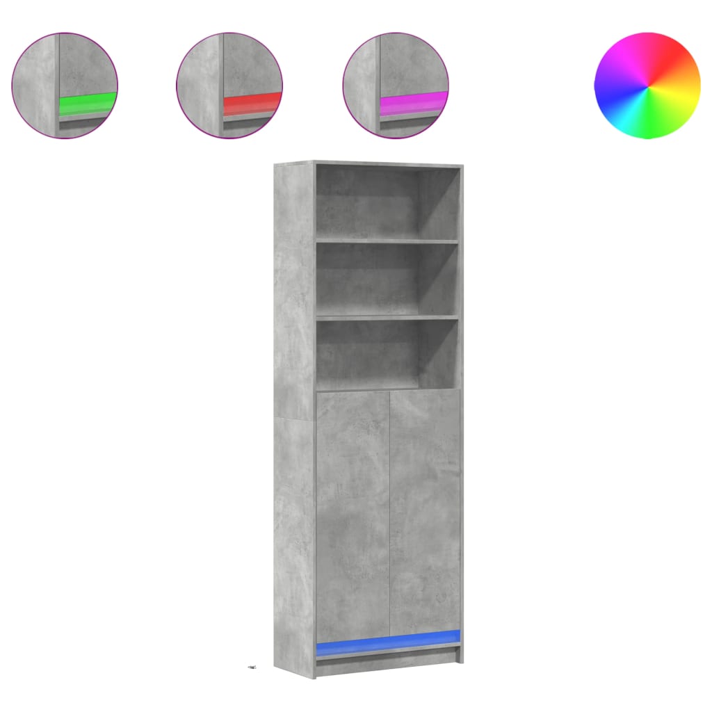 Highboard mit LED-Beleuchtung Weiß 69x32,5x200 cm Holzwerkstoff