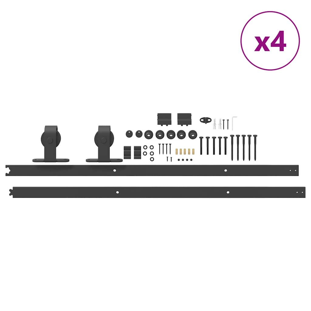 Schiebetürbeschlag-Set 183 cm Stahl Schwarz