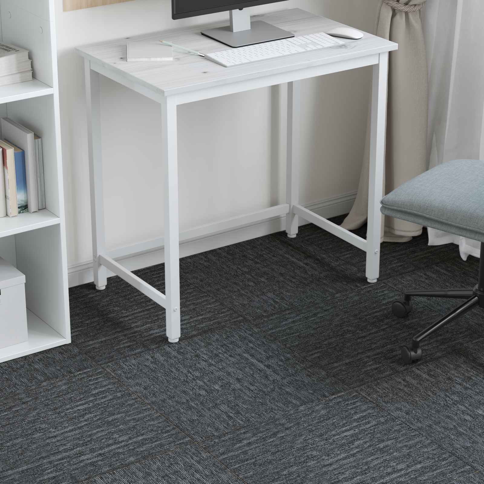 Teppichfliese Hellgrau mit Streifen 50 x 50 cm 4 pcs