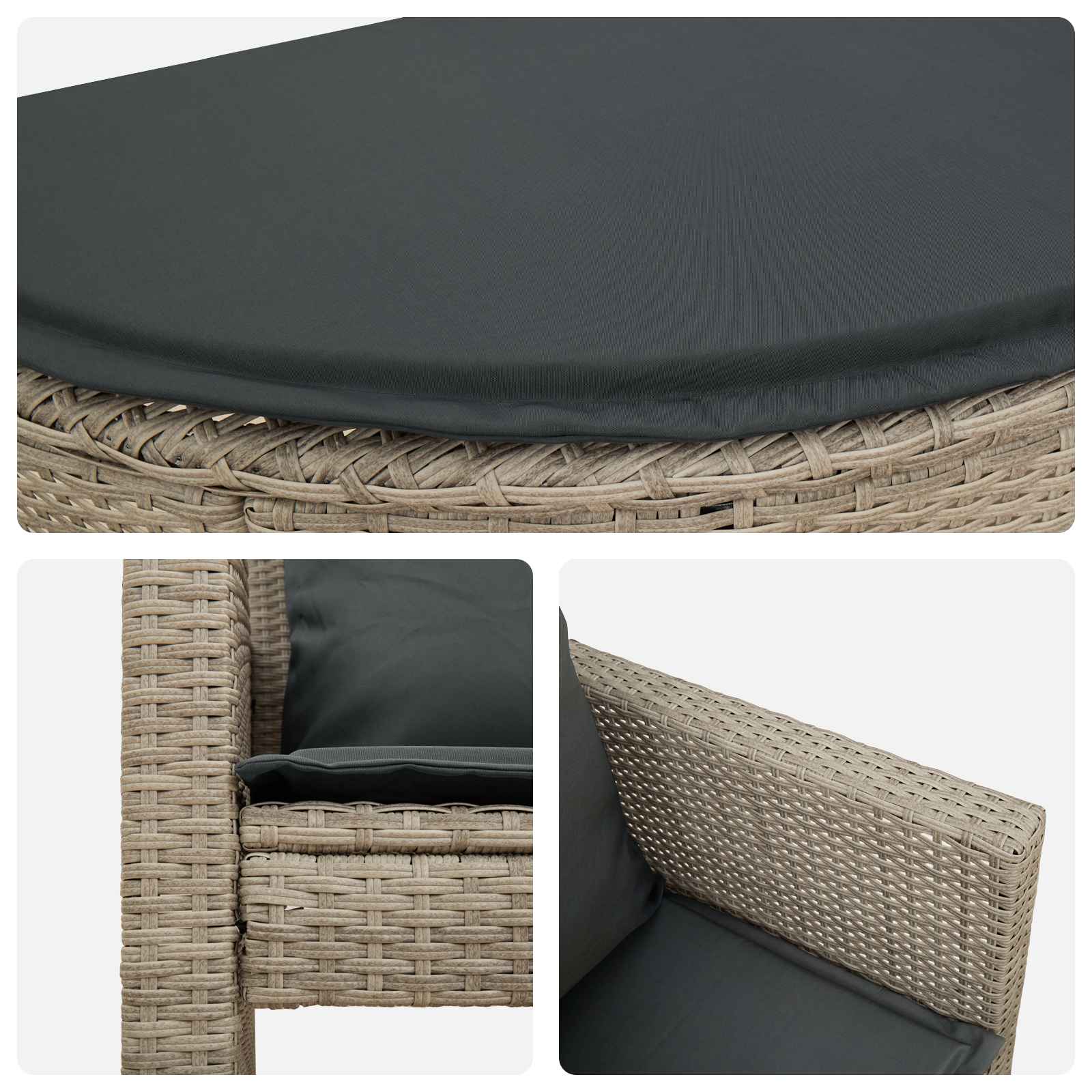Garten-Sofa mit Kissen 8 pcs Beige und Hellgrau Poly-Rattan