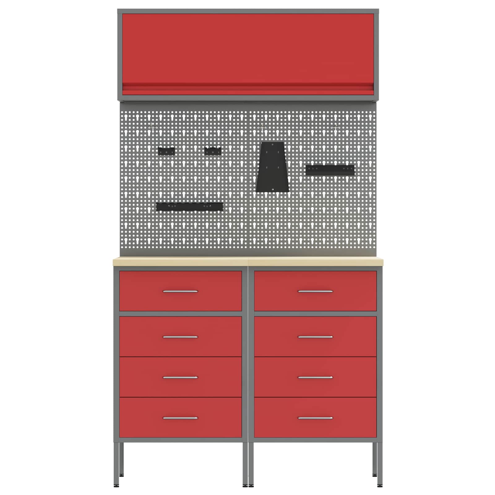 Arbeitsschrankset mit Schubladen mit Regal 8 pcs Grau