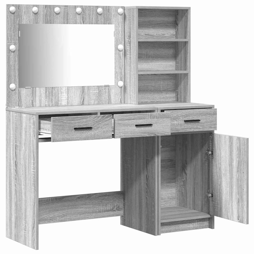 Schminktisch mit Spiegelbeleuchtung 2 pcs Weiß Holzwerkstoff