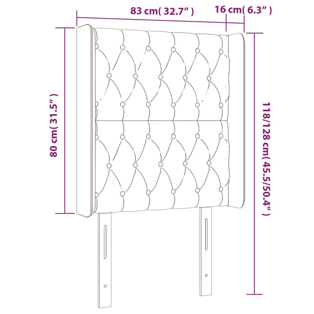 Kopfteil mit Ohren Dunkelblau 93x16x78/88 cm Samt