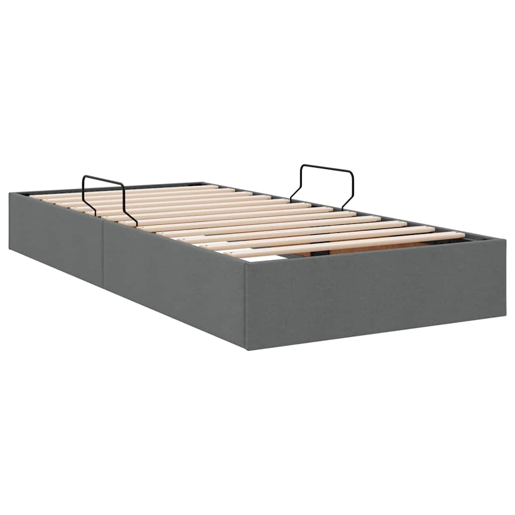 Aufbewahrungsbett mit Kopfteil Hellgrau 90 x 190 cm Stoff