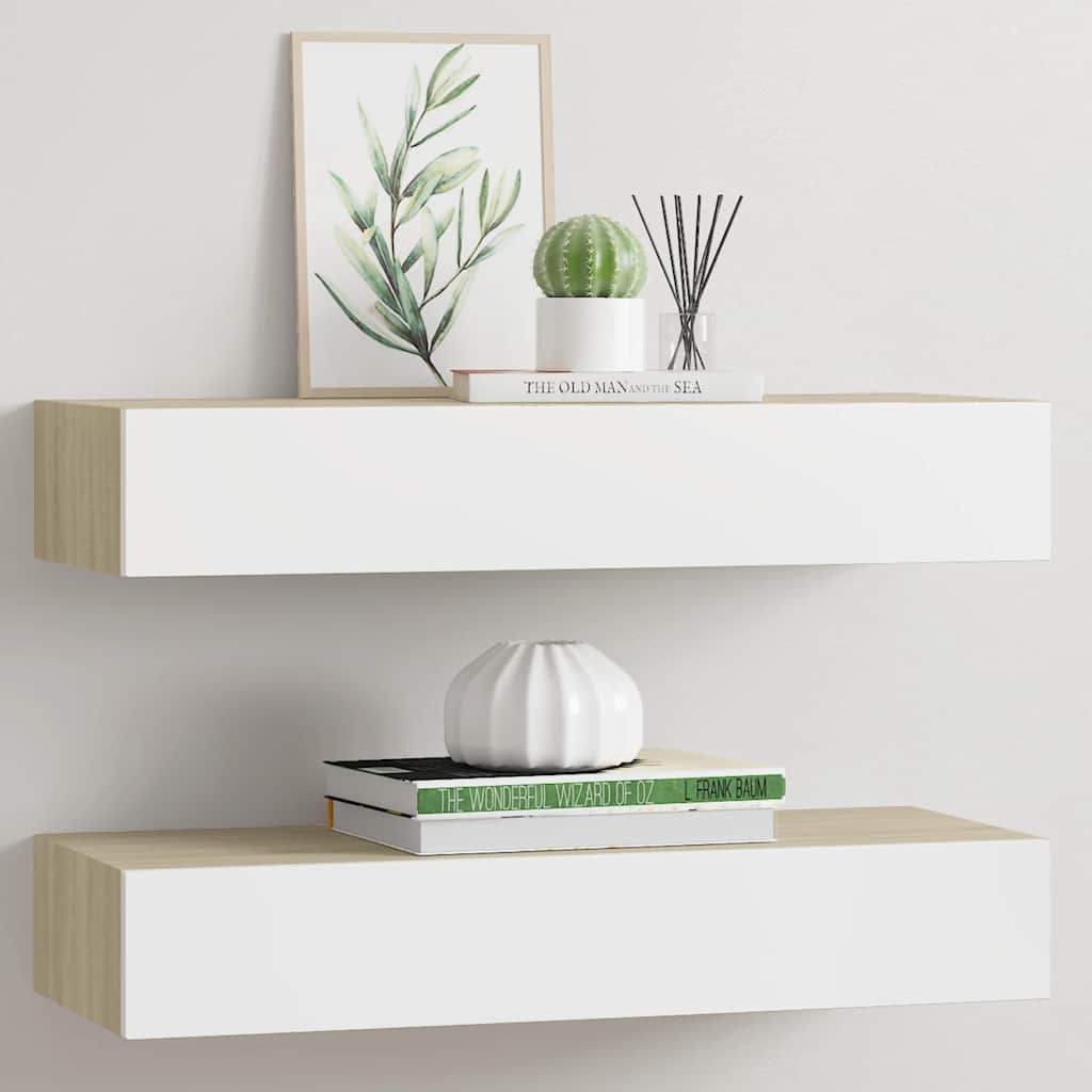 Wandregal mit Schublade Weiß 40x23,5x10 cm MDF
