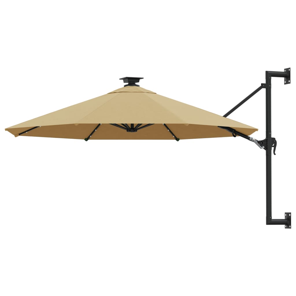Sonnenschirm zur Wandmontage mit LEDs 300 cm Grün